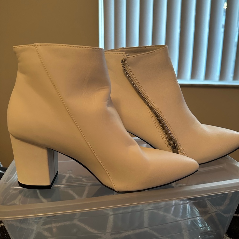 White ankle booties